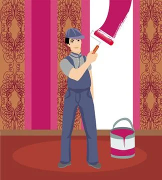 Professional smiling painter. Ilustración de archivo