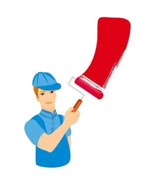 Professional smiling painter. isolated over white background. Stock Illustration