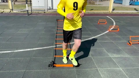 Professional Soccer Player Doing Dynamic Warm Up For Football / Soccer Training Stock Footage 152281971