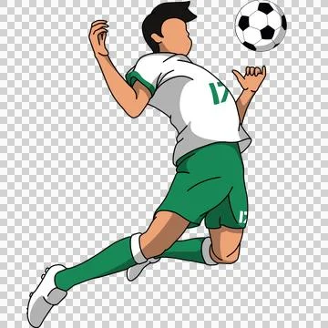Professional Soccer Player Jumping to Control Football Illustration Stock Illustration