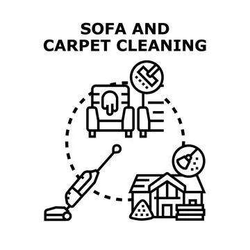Professional sofa and carpet cleaning service concept Stock Illustration