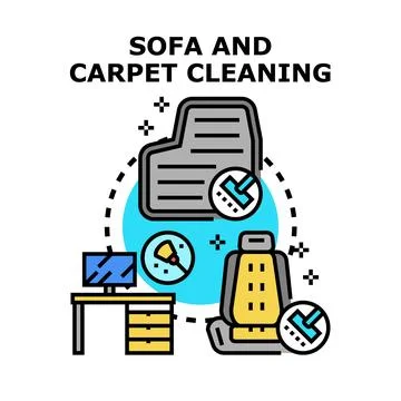 Professional sofa and carpet cleaning service concept vector Stock Illustration