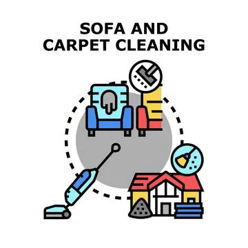 Professional sofa and carpet cleaning service concept Stock Illustration