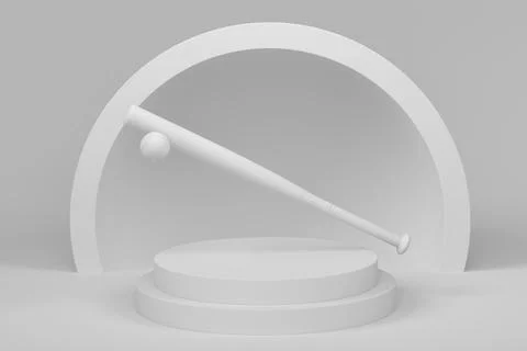 Professional softball or baseball bat on cylinder podium with steps on monoch Stock Illustration