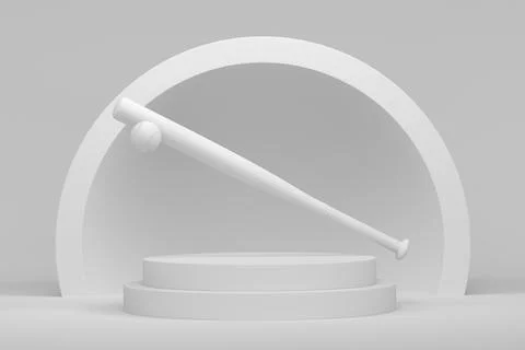 Professional softball or baseball bat on cylinder podium with steps on monoch Stock Illustration