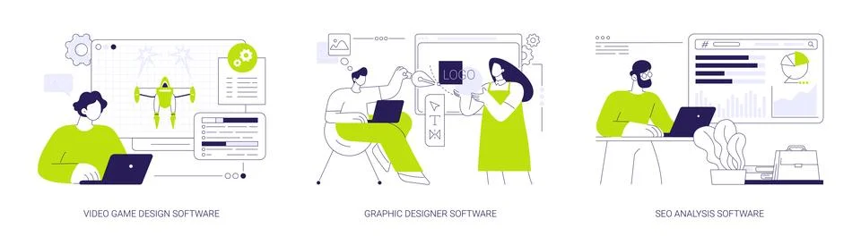 Professional software abstract concept vector illustrations. Stock Illustration