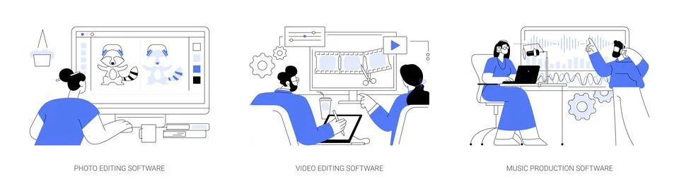 Professional software for creatives abstract concept vector illustrations. Stock Illustration