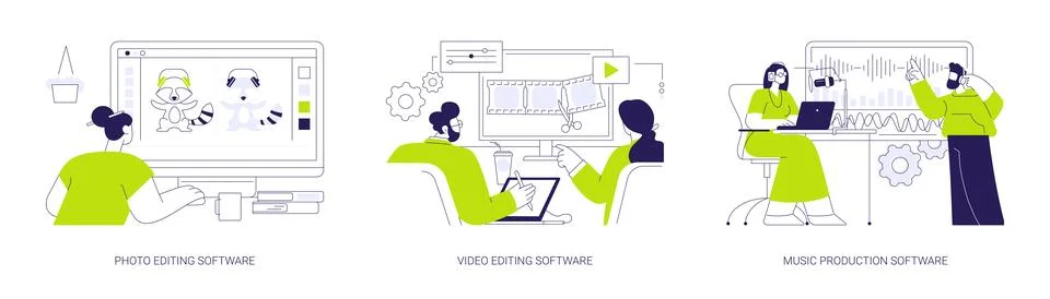 Professional software for creatives abstract concept vector illustrations. Illustrazione stock