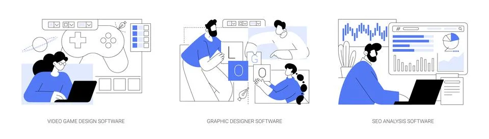 Professional software isolated cartoon vector illustrations se Stock Illustration