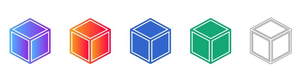 Professional Solid 3D Cube Design Icons 스톡 일러스트