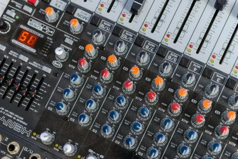 Professional sound engineer's console. Remote control for the sound engineer Stock Photos