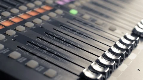 Professional Sound Mixer loads programs and sliders change quickly autonomously Stock Footage 88127761