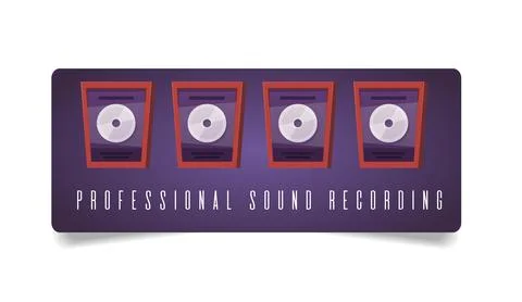 Professional sound recording studio, LP disc in wood frame, platinum or silver Stock Illustration