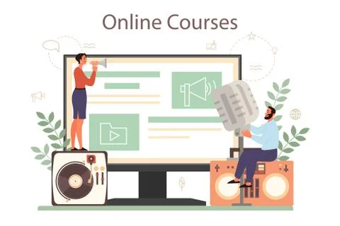 Professional speaker, commentator or voice actor online service Stock Illustration