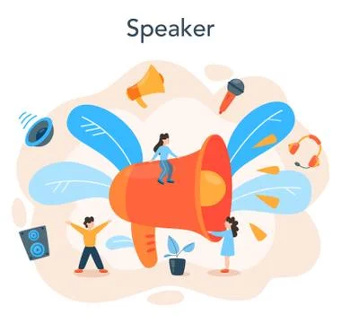 Professional speaker, commentator or voice actor concept Stock Illustration