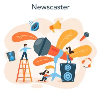 Professional speaker, commentator or voice actor concept Stock Illustration