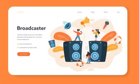 Professional speaker, commentator web banner or landing page Stock Illustration