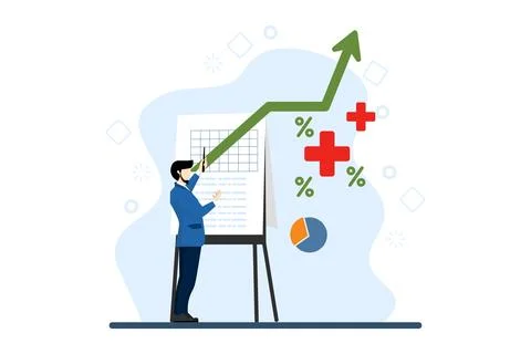 Professional speaker to present work progress or investment portfolio Stock Illustration