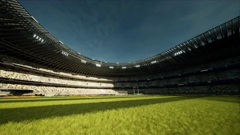 Professional stadium without people in sunlight before the game Stockbeeldmateriaal 154558359