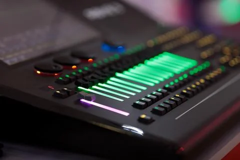 Professional stage lighting controller console Stock Photos
