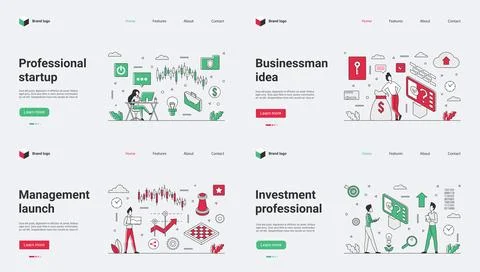 Professional Startup Business Web Template with Vector Illustration Perfectly Stock Illustration