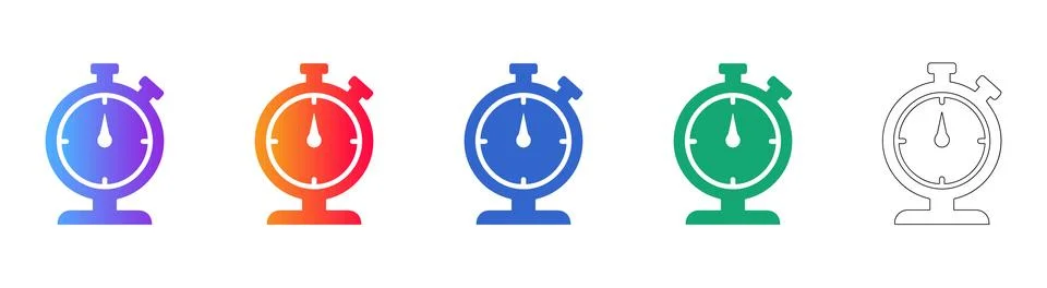 Professional Stopwatch Timer Icon Set Stock Illustration