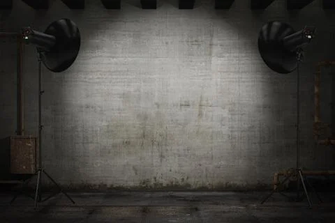 Professional strobe lights illuminating a backdrop Stock Illustration