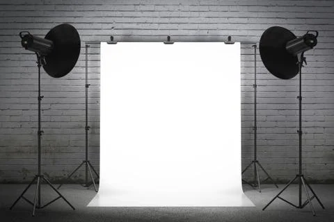 Professional strobe lights illuminating a backdrop Stock Illustration