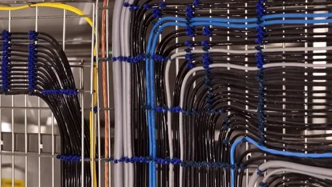 Professional Structured Cabling Installation in Data Center Server Rack Stock Footage 341764954