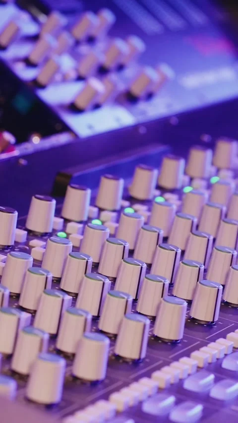 Professional Studio Audio Equipment With Mixing Console And Controls Stock Footage 330044453
