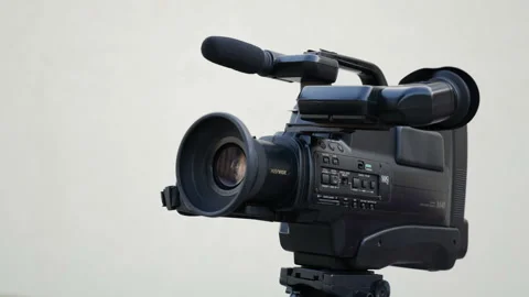 Professional studio camcorder on a tripod Stock Footage 95232699