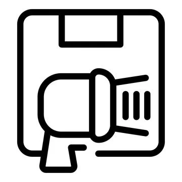 Professional studio flash emitting light inside square softbox Stock Illustration