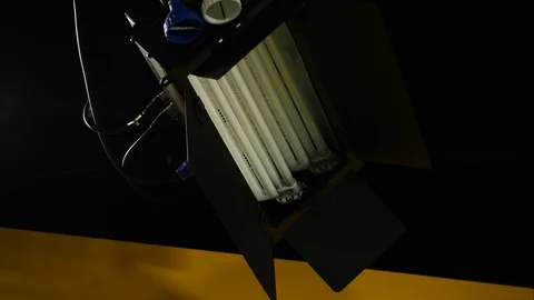 Professional Studio Floodlight Being Turned on to Full Illumination 스톡 동영상 92785672