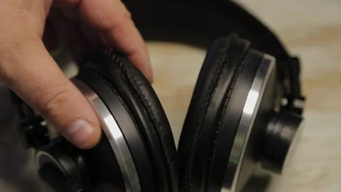 Professional studio headphones close-up, camera movement 库存影片 306150228