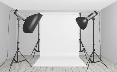 Professional studio lighting set up Stock Illustration