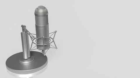 Professional Studio Microphone For Podcast Recording 3d render. Stock Illustration