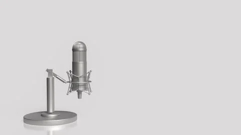 Professional Studio Microphone For Podcast Recording 3d render. Stock Illustration