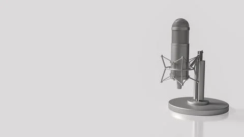 Professional Studio Microphone For Podcast Recording 3d render. Stock Illustration