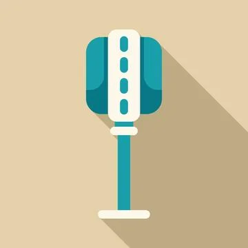 Professional studio microphone is standing on beige background Stock Illustration