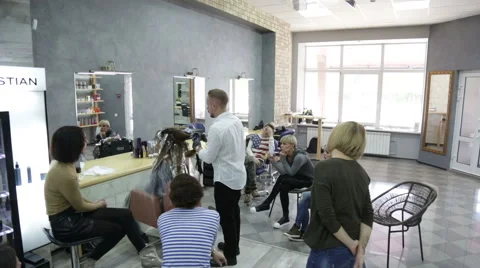Professional stylist shows master class on hair coloring Stock Footage 69069473