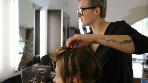 Professional stylists working on a way Video stock 68648026