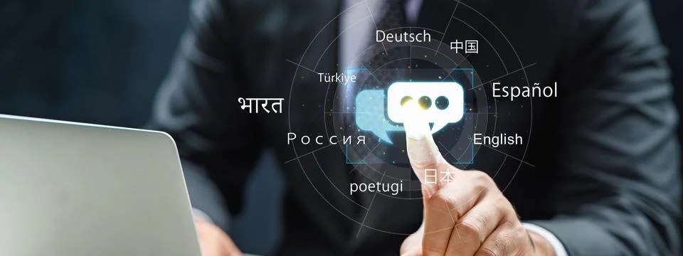 A professional in a suit interacting with a digital interface representing .. Stock Photos