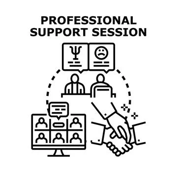 Professional support session with online communication and handshake Stock Illustration
