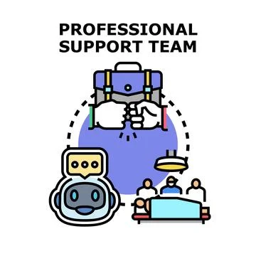 Professional support team providing diverse services Stock Illustration