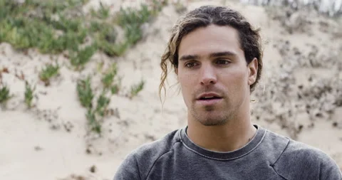 Professional surfer Alex Botelho talks about first time experiences in big waves Stock Footage 158705268