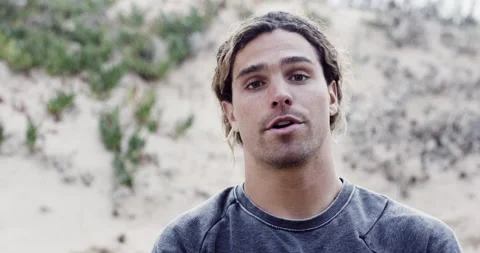 Professional surfer Alex Botelho talks about being in group of red chargers Stock Footage 158712484