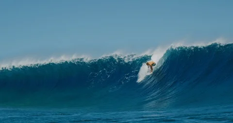 Professional surfer getting barreled Stock Footage 114695031