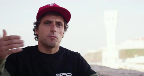 Professional surfer Sergio Cosme talking about how to deal with fear Stock Footage 156272234
