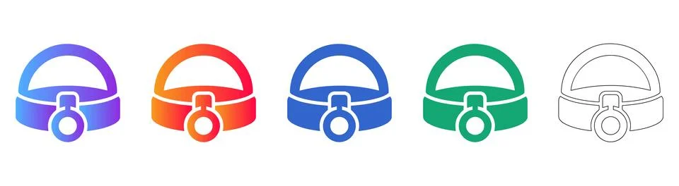 Professional Surgeon Headlight Icon Set Stock Illustration