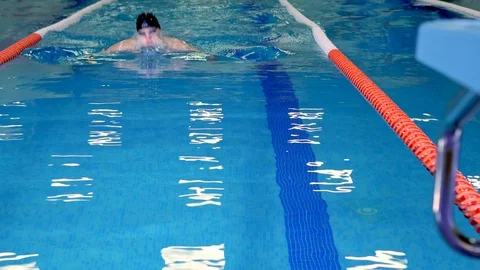 Professional swimmer during training close-up Stock-Footage 99182169